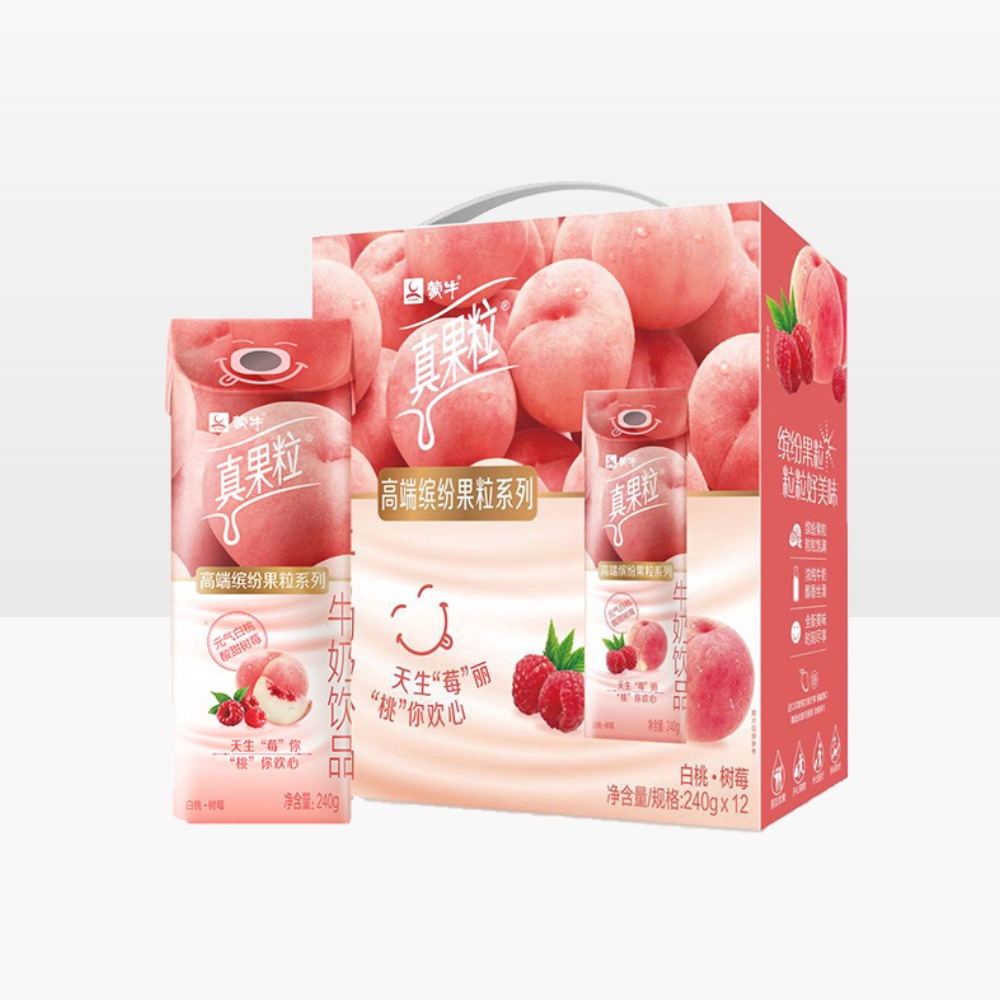 蒙牛真果粒牛奶饮品白桃树莓味240g×12包肖战同款
